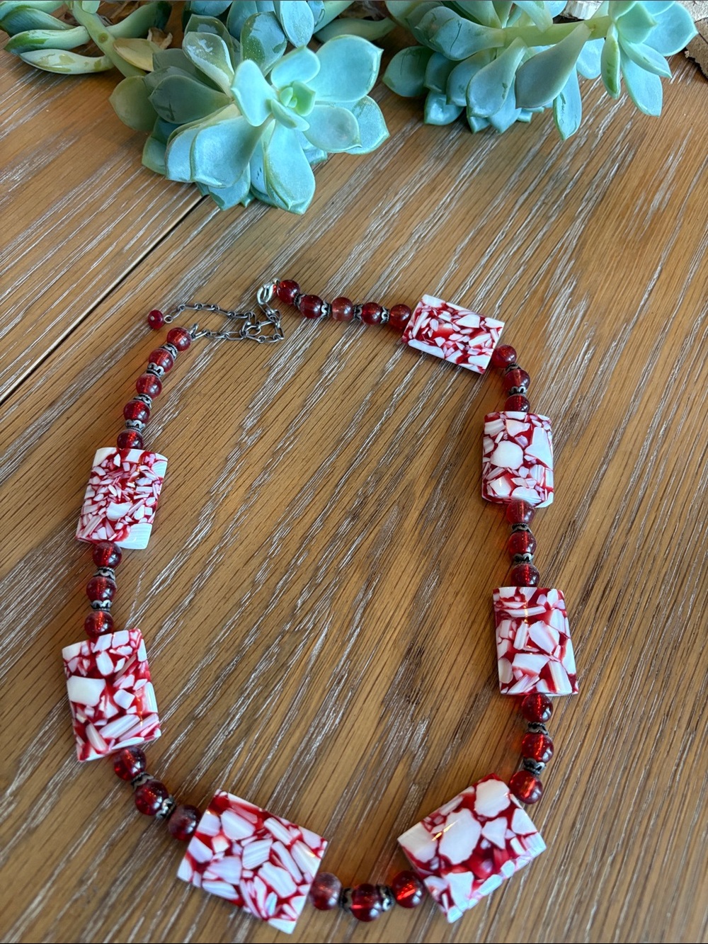 Red Mosaic Bead Necklace - Stylish Women’s Jewelry